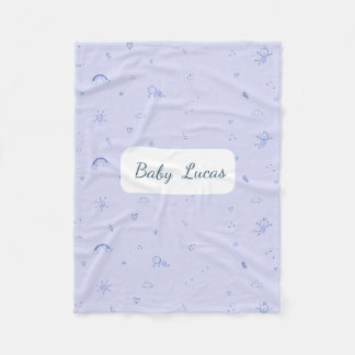 Blauer Baby-Jungen-Doodle-Regenbogen-Sterne-Muster Fleecedecke