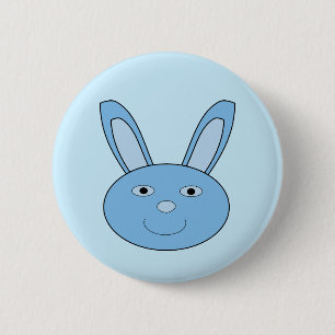 Blauer Baby-Jungen-Hasen-Gesicht Frühling Ostern Button