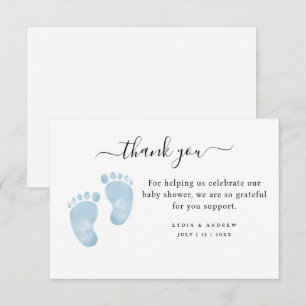 Blauer Babyfüße Baby Shower Willkommen Baby Junge Dankeskarte