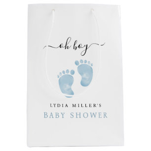 Blauer Babyfüße Baby Shower Willkommen Baby Junge Mittlere Geschenktüte