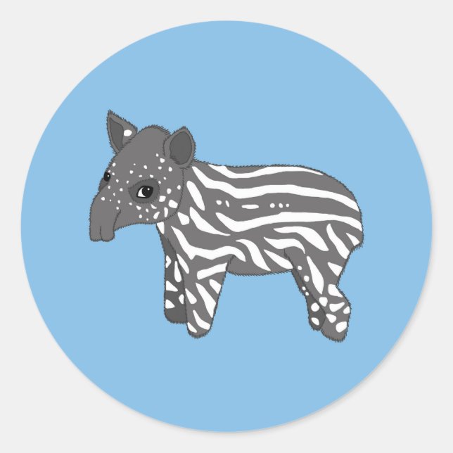 Blauer Babytapir Runder Aufkleber (Vorderseite)