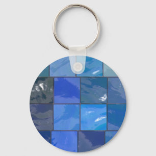 Blauer Badezimmer-Fliesen-Entwurf Schlüsselanhänger