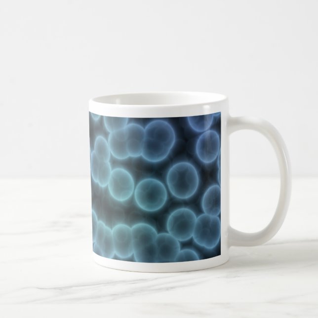 Blauer Bakterienhintergrund Kaffeetasse (Rechts)