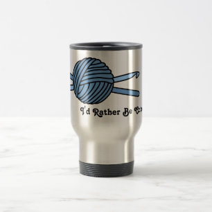 Blauer Ball der Garn-u. Häkelarbeit-Haken Reisebecher