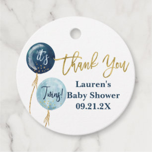 Blauer Ballon Baby Dusche zwei Jungen bevorzugen A Geschenkanhänger