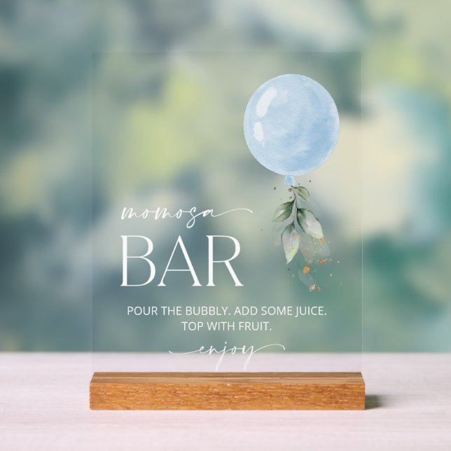 Blauer Ballon, Eukalyptus, Grüne, Momosa Bar Acrylschild (Neutral)