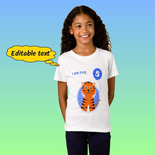 Blauer Ballon Fünfter Geburtstag Tiger T-Shirt (Von Creator hochgeladen)