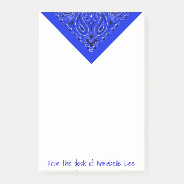 Blauer Bandana Post-it Klebezettel (Vorderseite)