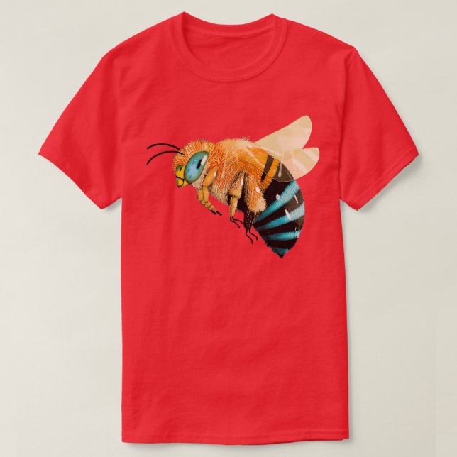 Blauer Banded Bee T-Shirt (Design vorne)