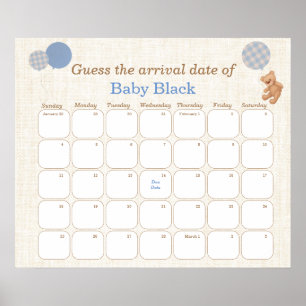 Blauer Bär Baby Shower Schätze den Fälligkeitsterm Poster