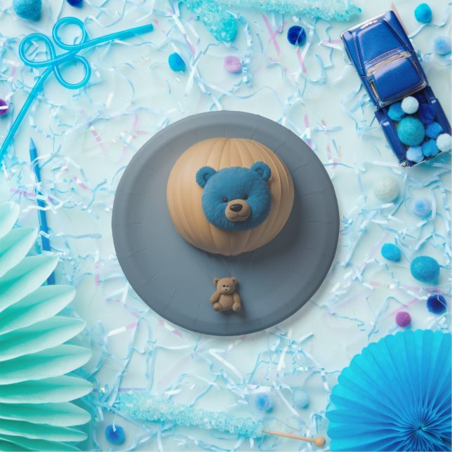 Blauer Bär Balloon Pappteller (Party)