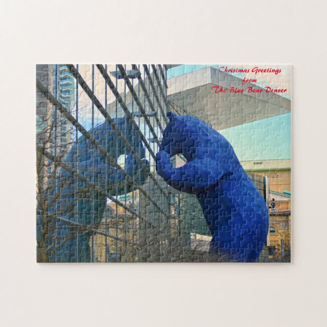 Blauer Bär Denkmal Denver.Weihnachten Grüße (Horizontal)