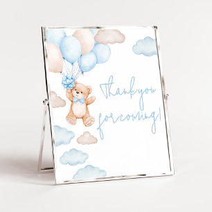 Blauer Bär Luftballon Baby Shower Danke fürs Komme Poster