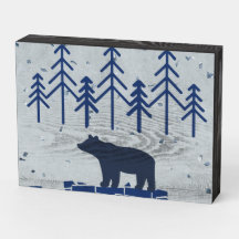 Blauer Bär Rustikale Holzkunst