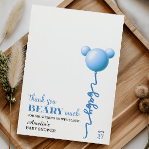 Blauer Bär Viel Bär Ballon Baby Junge Dankeskarte