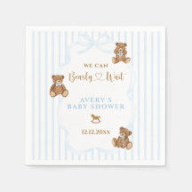 Blauer Bär wartet kaum Baby Shower Eleganter Strei