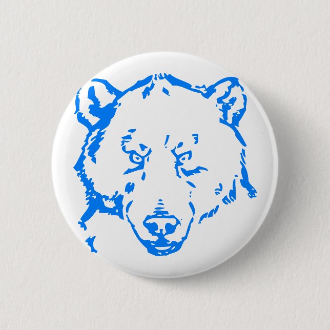 Blauer Bär zeichnen Button (Vorderseite)