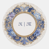 Blauer Barock Viktorianischer Hochzeitsticker