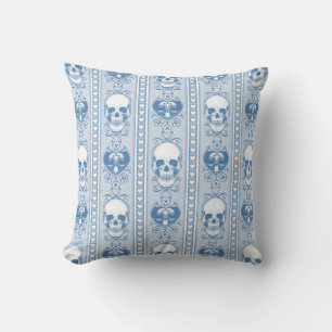 Blauer Barockschädel Muster Blau Kissen