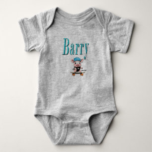 Blauer Barry-Name und Piggy-Skateboarding, Baby Strampler
