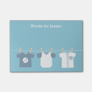 Blauer Baseball-Baby-Junge und werdende Mutter Post-it Klebezettel