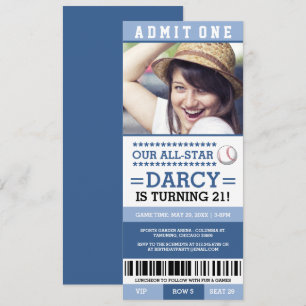 Blauer Baseball-Karten-Geburtstag lädt ein Einladung