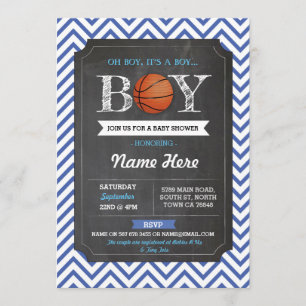 Blauer Basketball-Jungen-Babyparty-Sport lädt ein Einladung