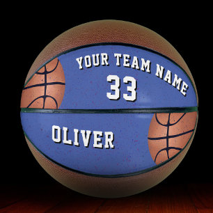 Blauer Basketball mit Spieler Teamname Nummer