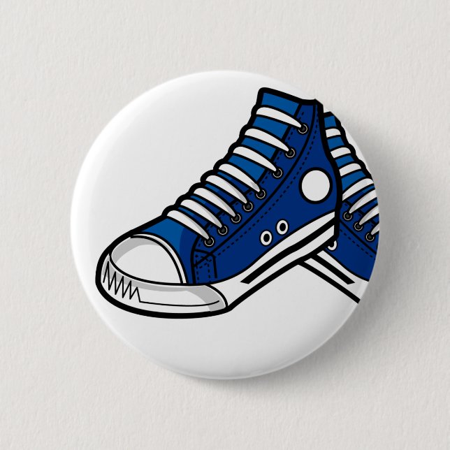 Blauer Basketball-Turnschuh-Knopf Button (Vorderseite)