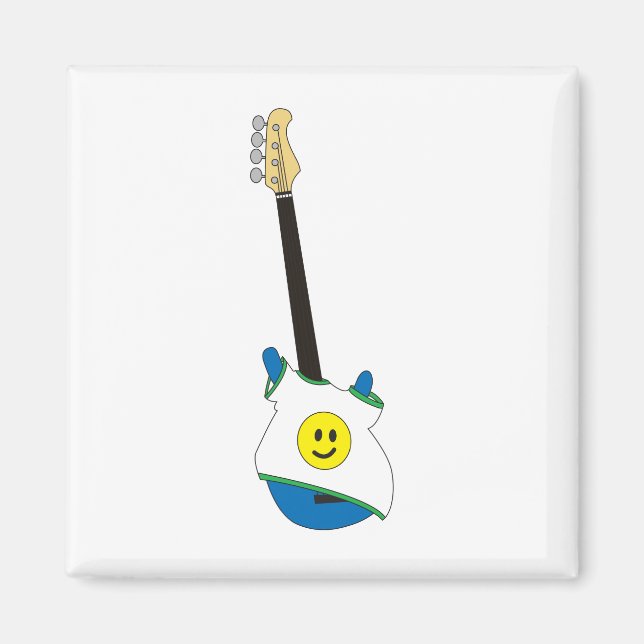 Blauer Bass mit einem Happy-Face-Shirt-Magneten Magnet (Vorne)