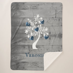 Blauer Baum des Herzens Personalisiert Sherpa Blan Sherpadecke