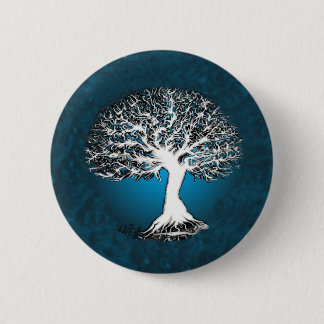 Blauer Baum des Lebens Button