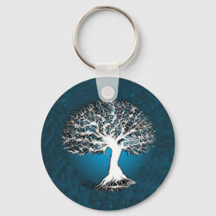 Blauer Baum des Lebens Schlüsselanhänger