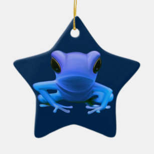Blauer Baum-Frosch Keramik Ornament