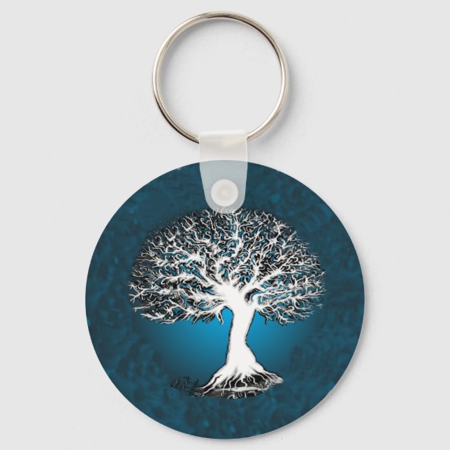 Blauer Baum Schlüsselanhänger (Vorderseite)