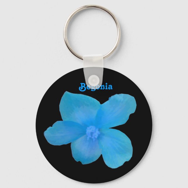 Blauer Begonia individualisierbarer Schlüsselanhän Schlüsselanhänger (Vorderseite)