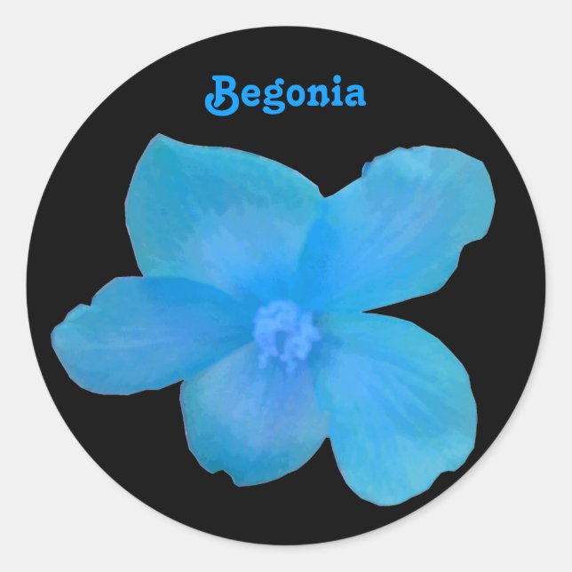 Blauer Begonia individuell anpassbarer Aufkleber (Vorderseite)