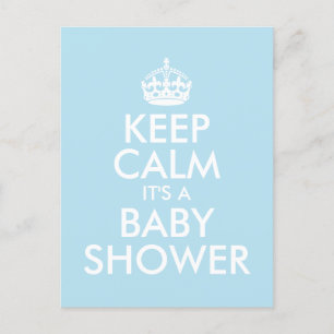 BLAUER BEHALT CALM ES IST EINE BABYDUSCHE EINLADUNGSPOSTKARTE