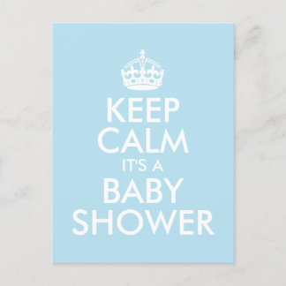 BLAUER BEHALT CALM ES IST EINE BABYDUSCHE EINLADUNGSPOSTKARTE