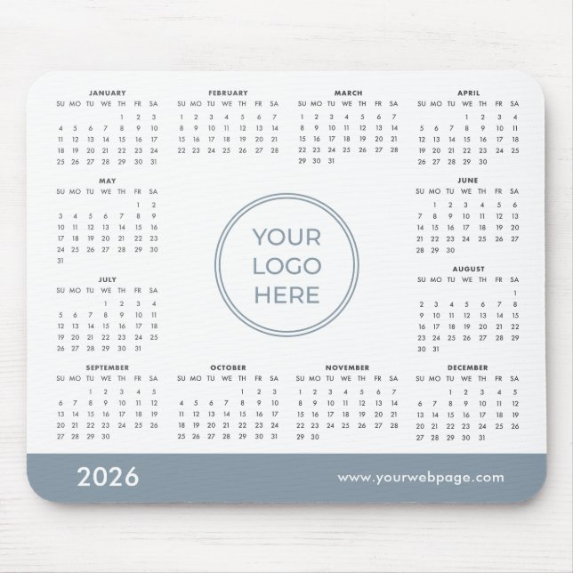 Blauer benutzerdefinierter 2026 Kalender Geschäft- Mousepad (Vorne)