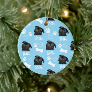Blauer Benutzerdefinierter Liebe Pfotenabdruck Hun Keramik Ornament
