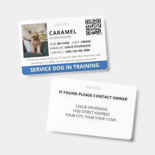 Blauer benutzerdefinierter QR-Code Servicehund in Ausweis