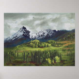 Blauer Berg des Fernen Nordens: Drucken Poster