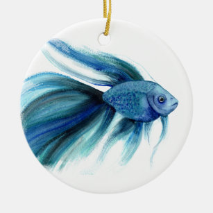 Blauer Betta Keramik Ornament