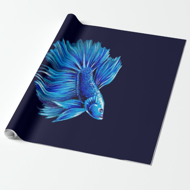 Blauer Bettfisch an der Marine |Aquarium Lover Geschenkpapier (Ungerollt)