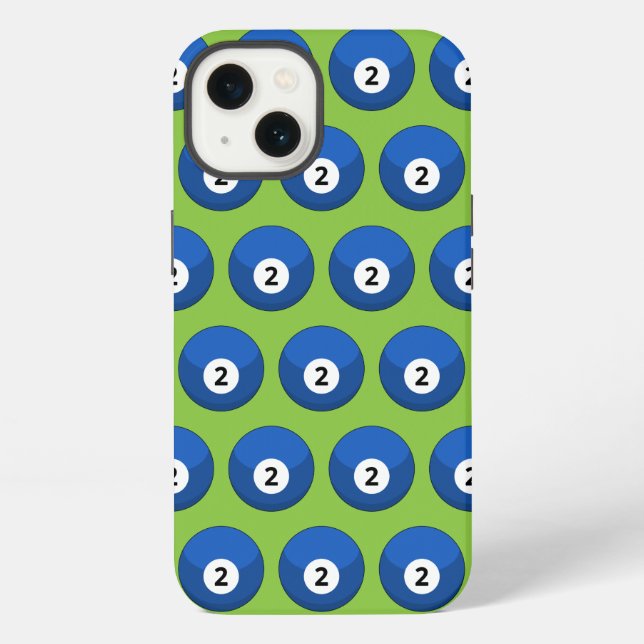 Blauer Billardball Nummer Zwei Muster iPhone Hülle (Rückseite)