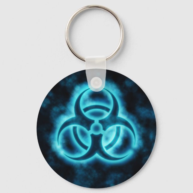 Blauer Biogefährdung Symbol Schlüsselanhänger (Vorderseite)