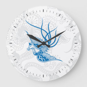 Blauer Bird & Floral Muster Uhr