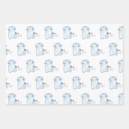 Blauer Blankopfdruck Set 3 Geschenkpapier Set