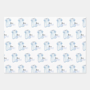 Blauer Blankopfdruck Set 3 Geschenkpapier Set